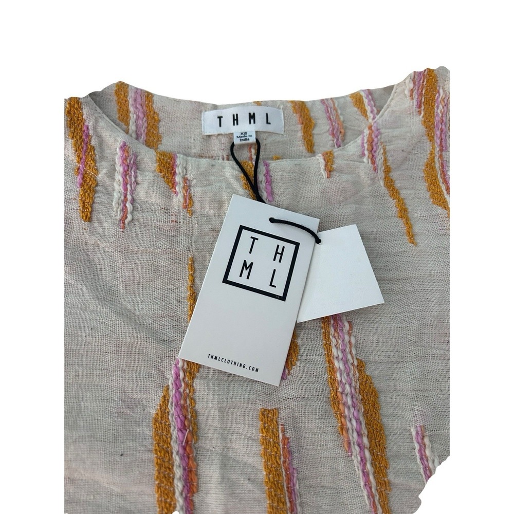 THML Top Embroidered Short Sleeve Colorful Preppy Boho NWT- Size XS - Picture 2 of 9